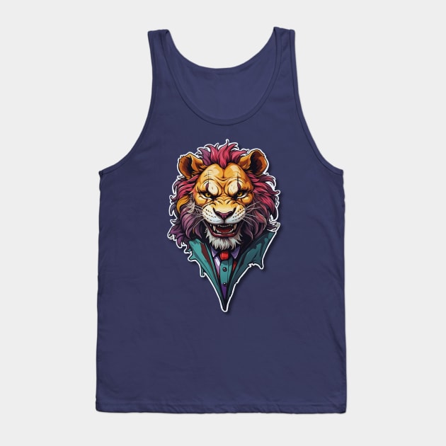 Evil Grin Lion Tank Top by Providentfoot